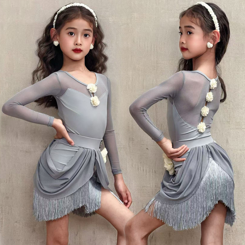Faz Latin Internet Celebrity Dance Clothing Kidsren's New High-End Practice Clothing Girls Tassel Professional Training Performance Clothing