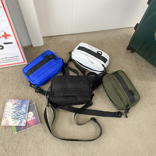 Small shoulder bag men's trendy brand personality street small square bag ins canvas shoulder bag Japanese casual workwear crossbody bag