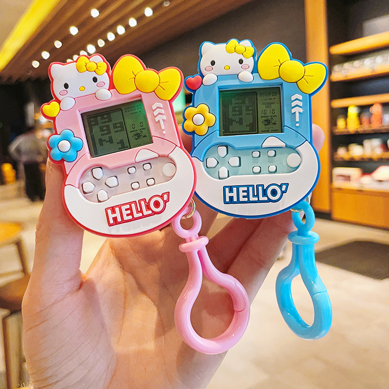 Creative KT cat mini game machine keychain cute Tinker Bell car key chain bag pendant gift wholesale