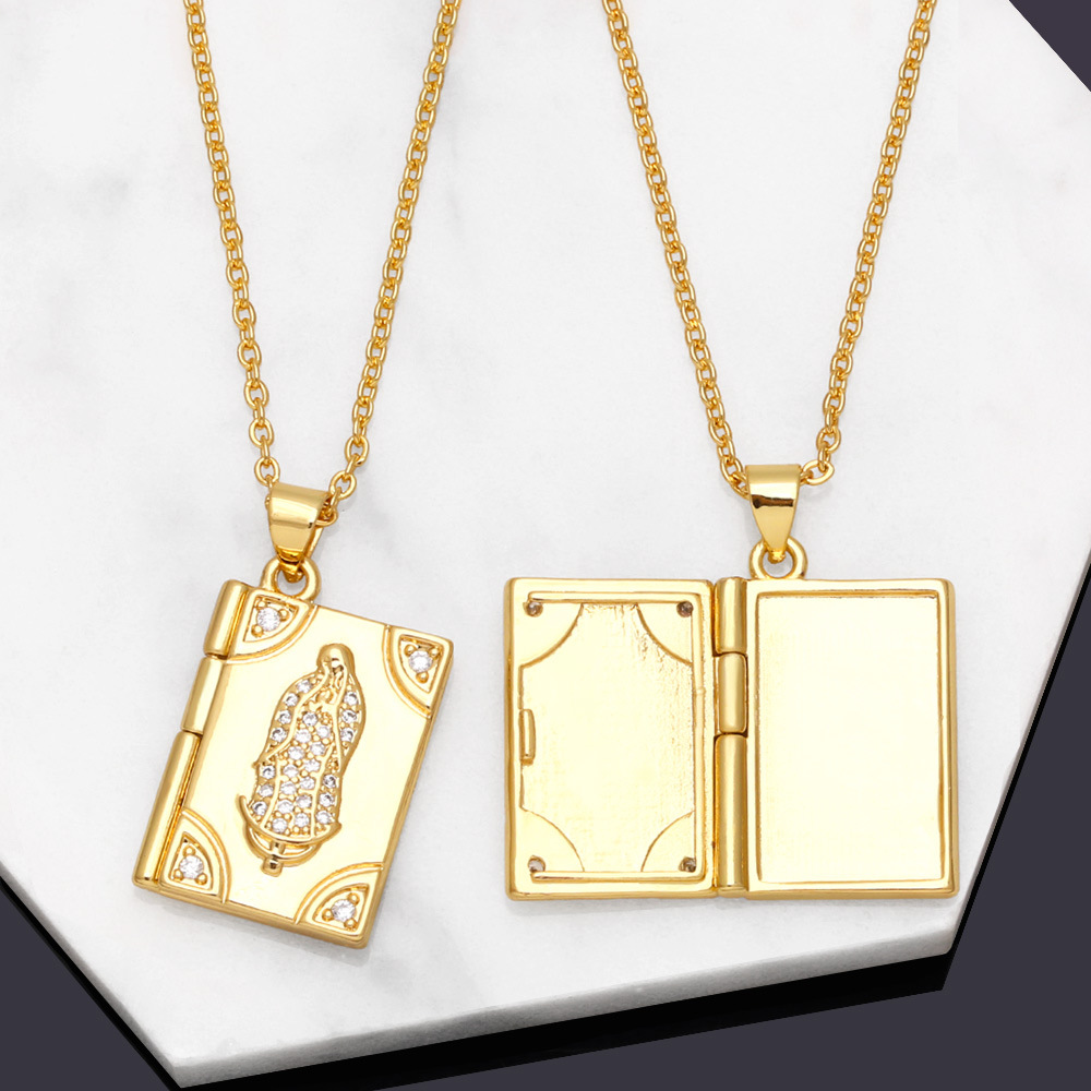 Retro Geometric Square Copper Necklace Inlay Zircon Copper Necklaces