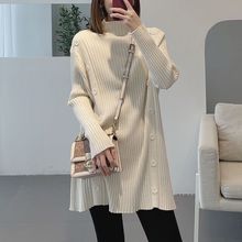 女装新款针织连衣裙宽松大码配大衣冬裙中长款毛衣女