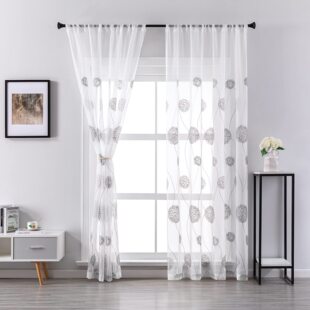 Cross-border White Gauze Bird's Nest Embroidered Gauze Curtain Modern Simple Study Nordic Style Balcony Light Transmission Gauze