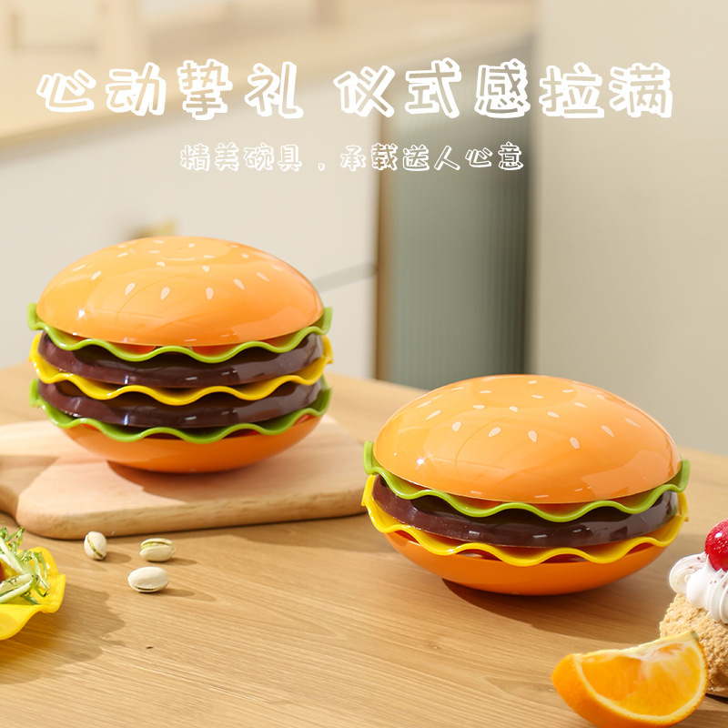 Hamburger-Shaped Bone Plate, Small Household Dish, Storage Essential for Camping, Dish Plate, Dried Fruit Plate, Dinner Plate Set