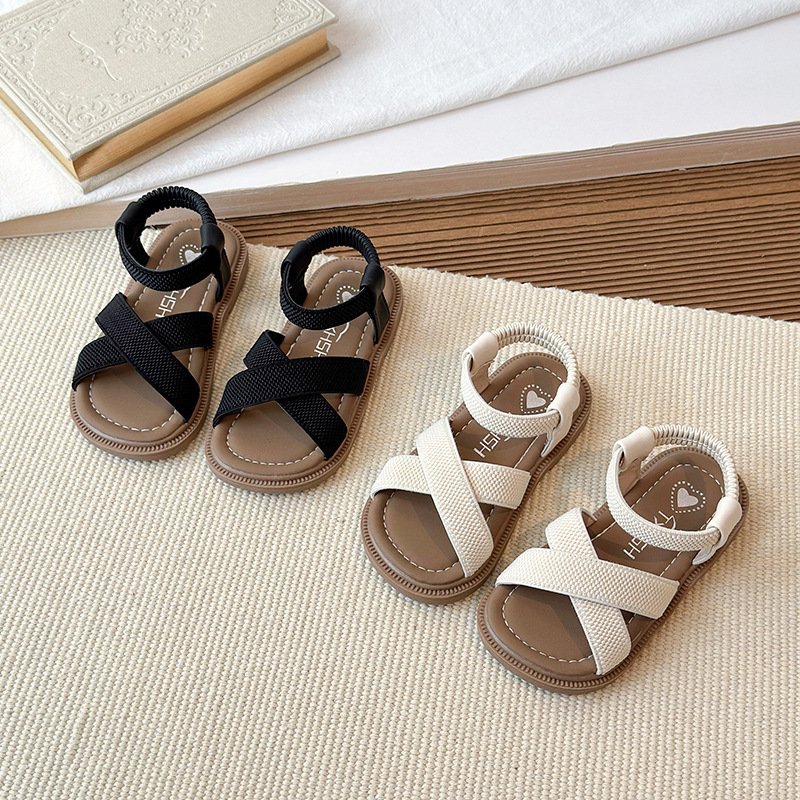 Girls' Stretchy Band Soft Sole Sandals Fashion Casual Beach Shoes Princess Style For Toddler & Little Kids_voghion.com