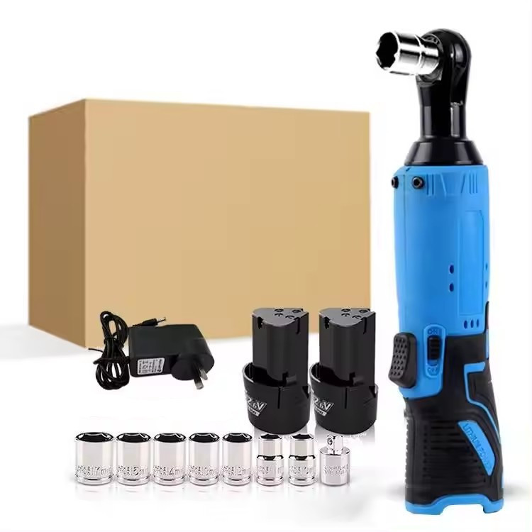 12V锂电电动棘轮扳手 充电式90度角向电动扳手直角拐弯器弯头扳手