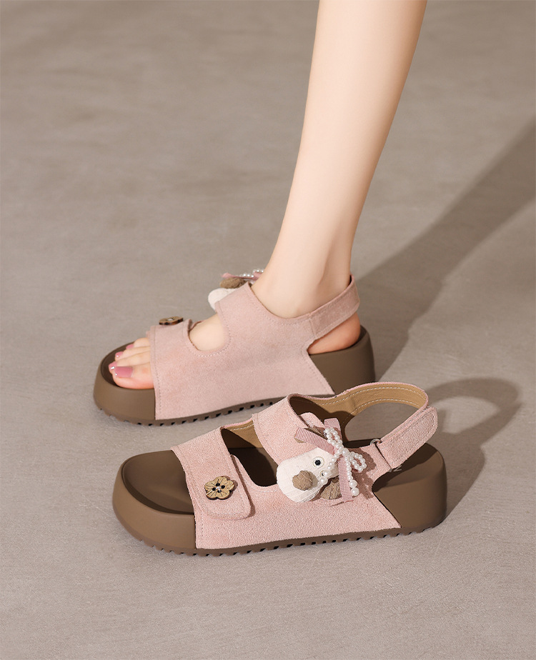 Sandal xỏ ngón đế bệt nữ phong cách Hàn Quốc — FT81 Hồng chi tiết 13
