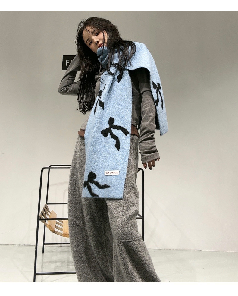 Mujeres Dulce Nudo De Lazo Lana Artificial Bufanda display picture 4