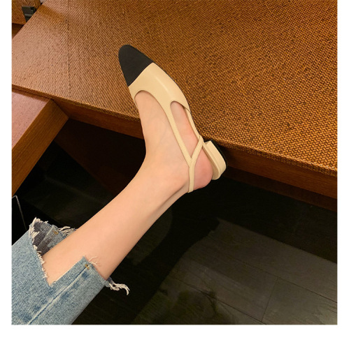 Grape Mama's same style Mary Jane shoes for women, soft-soled single shoes, women's design niche low-heeled bag toe back hollow flat sandals