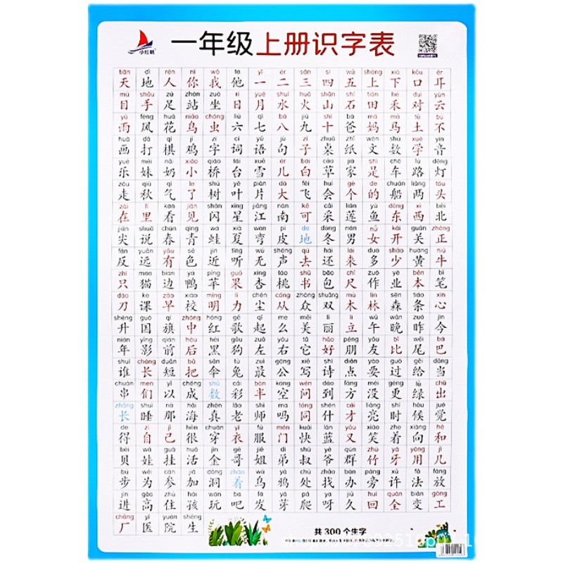 Estudiantes de primaria chino primer y segundo grado primero y segundo volumen alfabetización tabla etiqueta de la pared