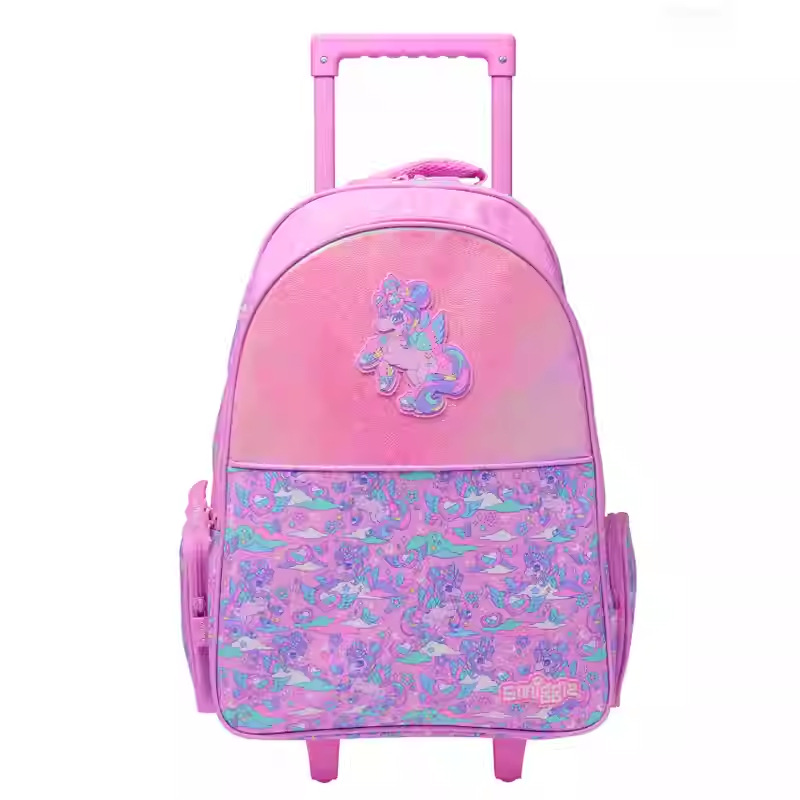 Cadena dedicada mochila escolar australiana smiggle trolley mochila escolar de remolcador de dibujos animados de gran capacidad mochila para estudiantes de primaria y secundaria