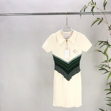 女装欧美时尚秋季新款 Ca撞色条纹针织毛衣连衣裙 平替欧货速卖通