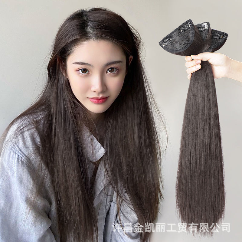 Wig Women's Long Hair One-Piece Invisible Traceless Simulation Human Hair Long Straight Hair Increases Hair Tone Factory in stock Wig Women's Long Hair One-Piece Invisible Traceless Simulation Human Hair Long Straight Hair Increases Hair Tone Factory in stock