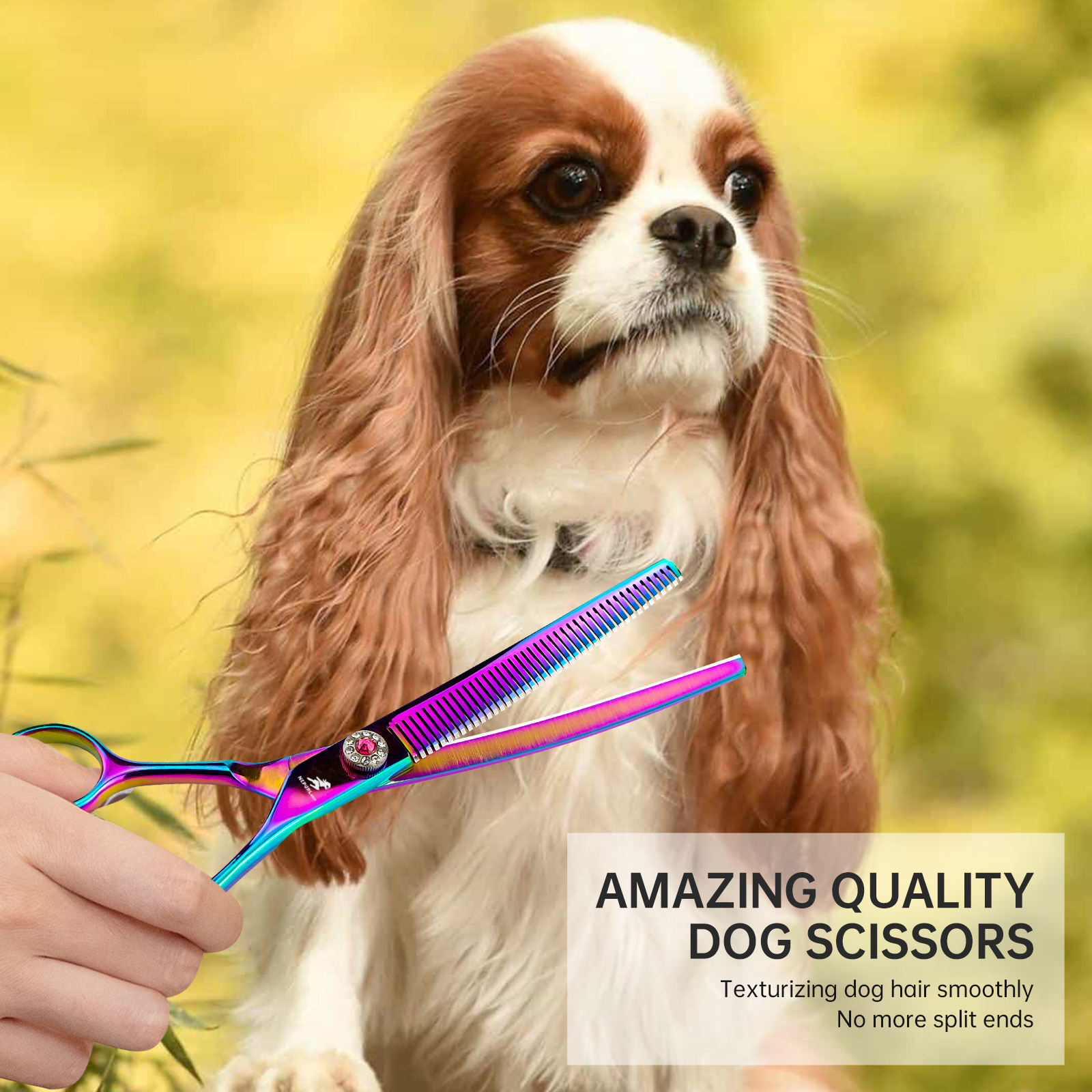 Ciseaux de coupe de poils de 18 cm (7 pouces) à pointes arrondies, pour animaux de compagnie._voghion.com