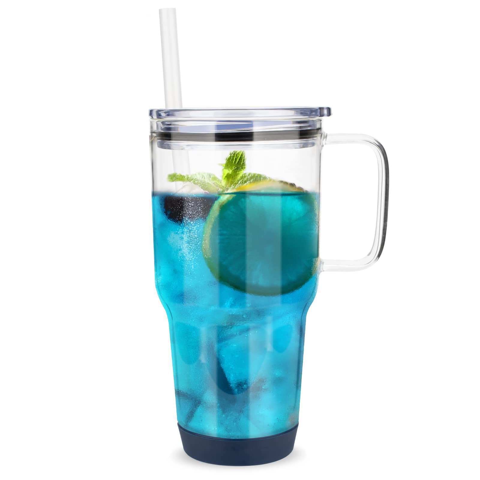 Transfronterizo 32oz mango de la taza del coche de vidrio de borosilicato de gran capacidad de la taza del calentador de hielo taza de paja del coche taza de alto aspecto