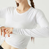 秋冬新款瑜伽长袖健身服长款罩衫速干t恤女修身上衣跑步运动训练