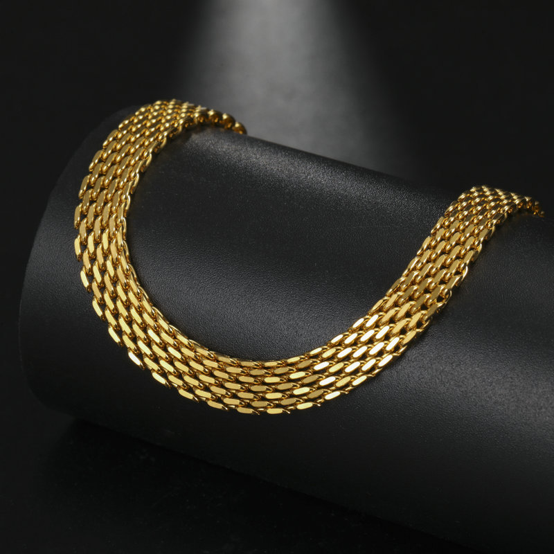 Cross-Border New Snake Bone Chain Extra Wide 8mm Flat Stainless Steel Clavicle Chain Simple Pure Chain Necklace 6mm Soft Chain