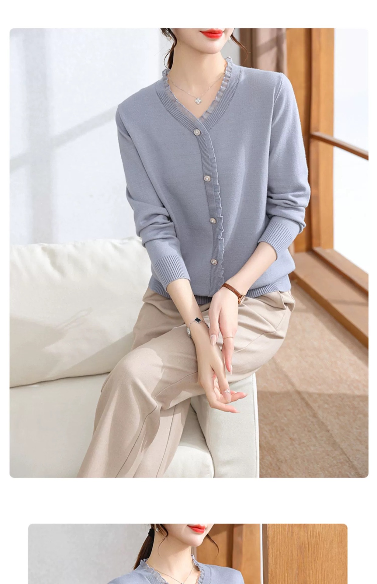 Spring new fashionable fashionable middle-aged and elderly women's lace lace collar bottoming shirt mother's inner sweater