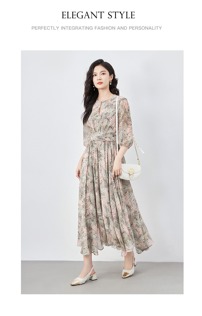 Váy maxi nữ thắt eo phong cách Nam Pháp tinh tế — Màu hồng chi tiết 8