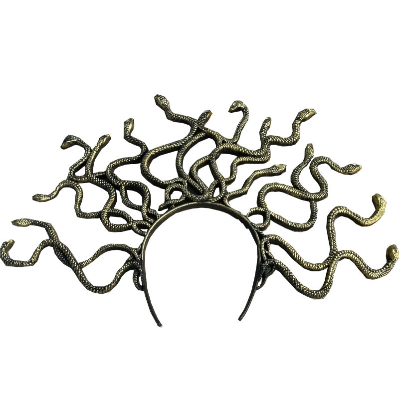 Medusa cabeza de serpiente diadema Halloween cos accesorios para el cabello fiesta de baile maquillaje accesorios de disfraces mitología griega antigua hebilla de cabeza de serpiente