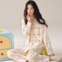 春秋款格子薄款长袖睡衣