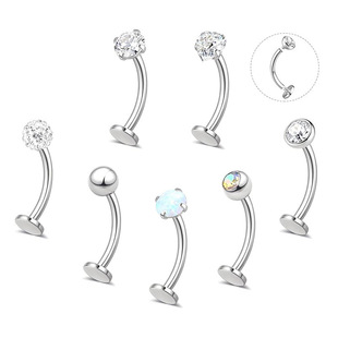 Cross-Border Hot-Selling Stainless Steel Flat-Bottomed Navel Nail Curved Rod Navel Ring Internal Thread 14g Piercing Jewelry Manufacturer Wholesale