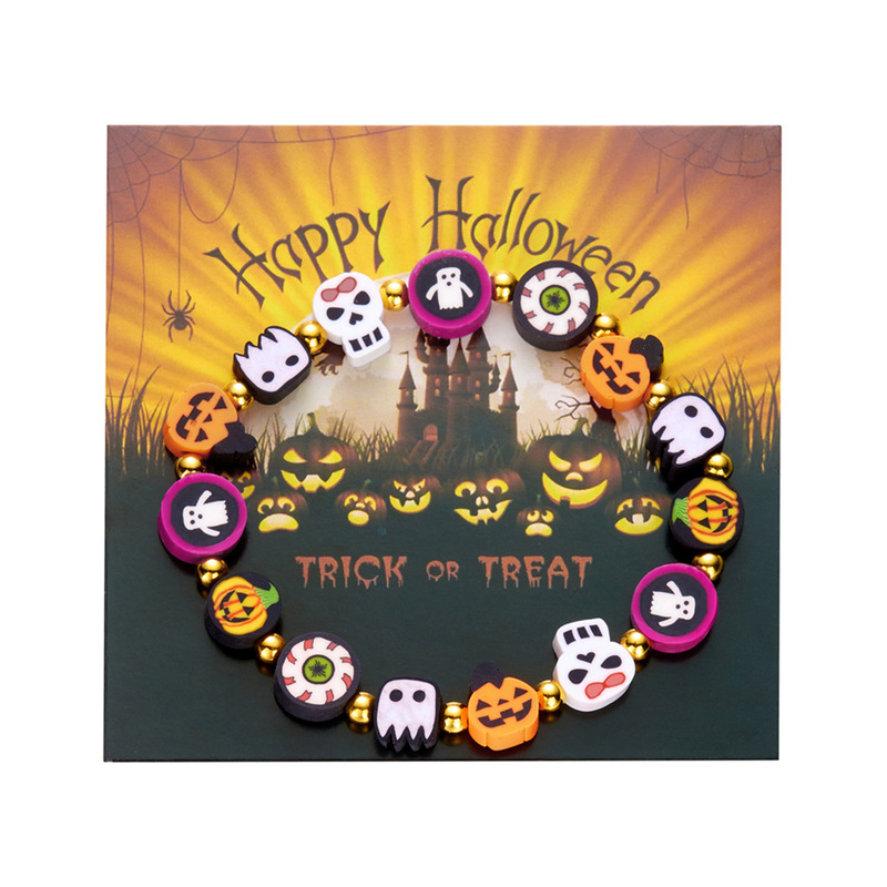 国境を越えた売れ筋ハロウィンソフトクレイゴーストカボチャブレスレットニッチクリエイティブ面白い猫キャンディーブレスレット卸売|undefined