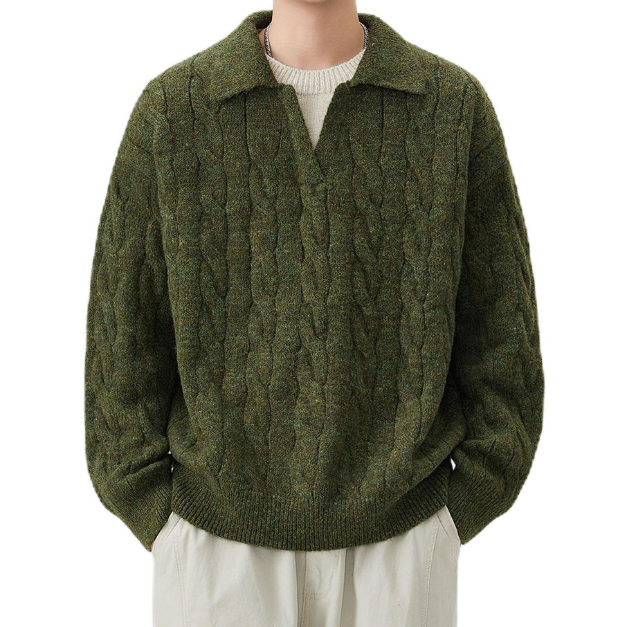 Explosiones transfronterizas de tamaño grande falso de dos piezas de polo camisa de punto de torsión suéter hombre viejo dinero fábrica de moda al por mayor