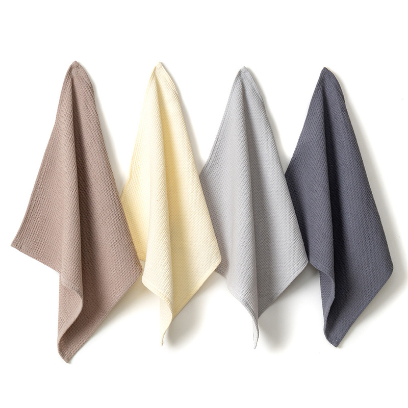 Cross-Border Wholesale Class a Waffle Pure Cotton Scouring Pad Japanese Honeycomb Kitchen Towel Breathable, Water-Absorbent and Easy to Dry Dish Towel
