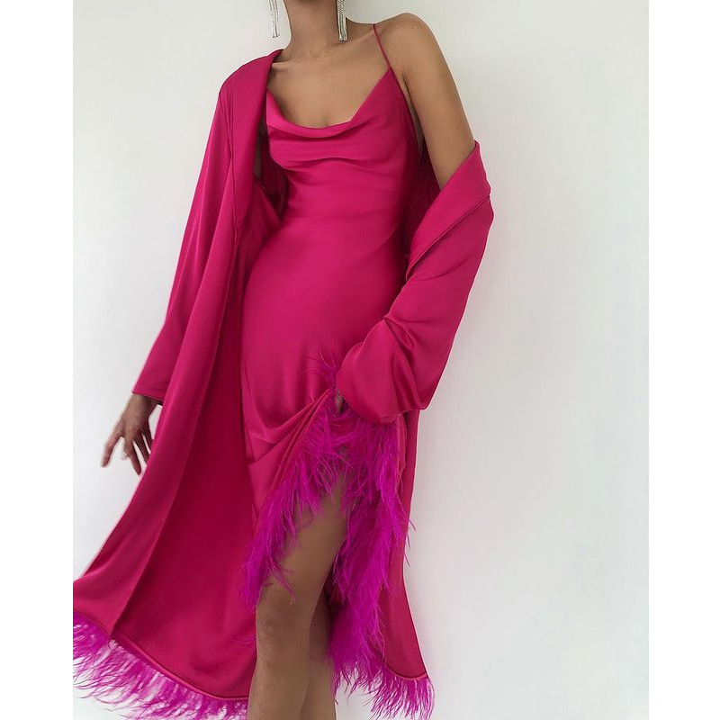 tassel slim sling dress two-piece set nihaostyles wholesale clothes NSYLY104119