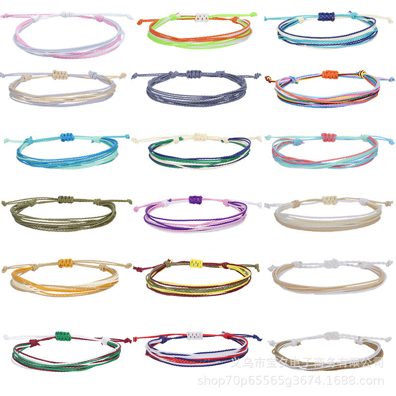 Cross-Border Hot-Selling Bohemian Style Waterproof Wax Thread Braided Bracelet Friendship Lucky Bracelet Manufacturer Ready Stock