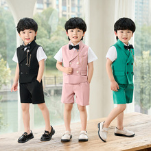 儿童西装套装男童春夏韩版马甲短袖短裤六一汇演活动主持花童礼服