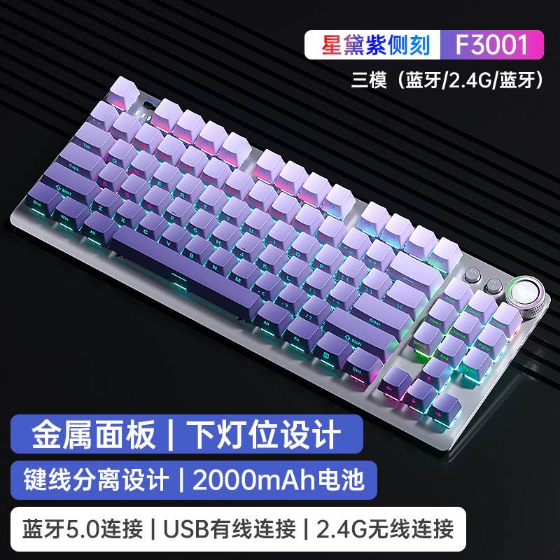 Wolf Spider F3001 グラデーションサイド刻印 3 モードメカニカルキーボード 2.4 グラムワイヤレス Bluetooth 有線 e スポーツゲーム 87 キー|undefined