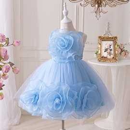 跨境外贸童装礼服裙小童女宝宝抓周生日公主蓬蓬裙幼儿园表演服裙