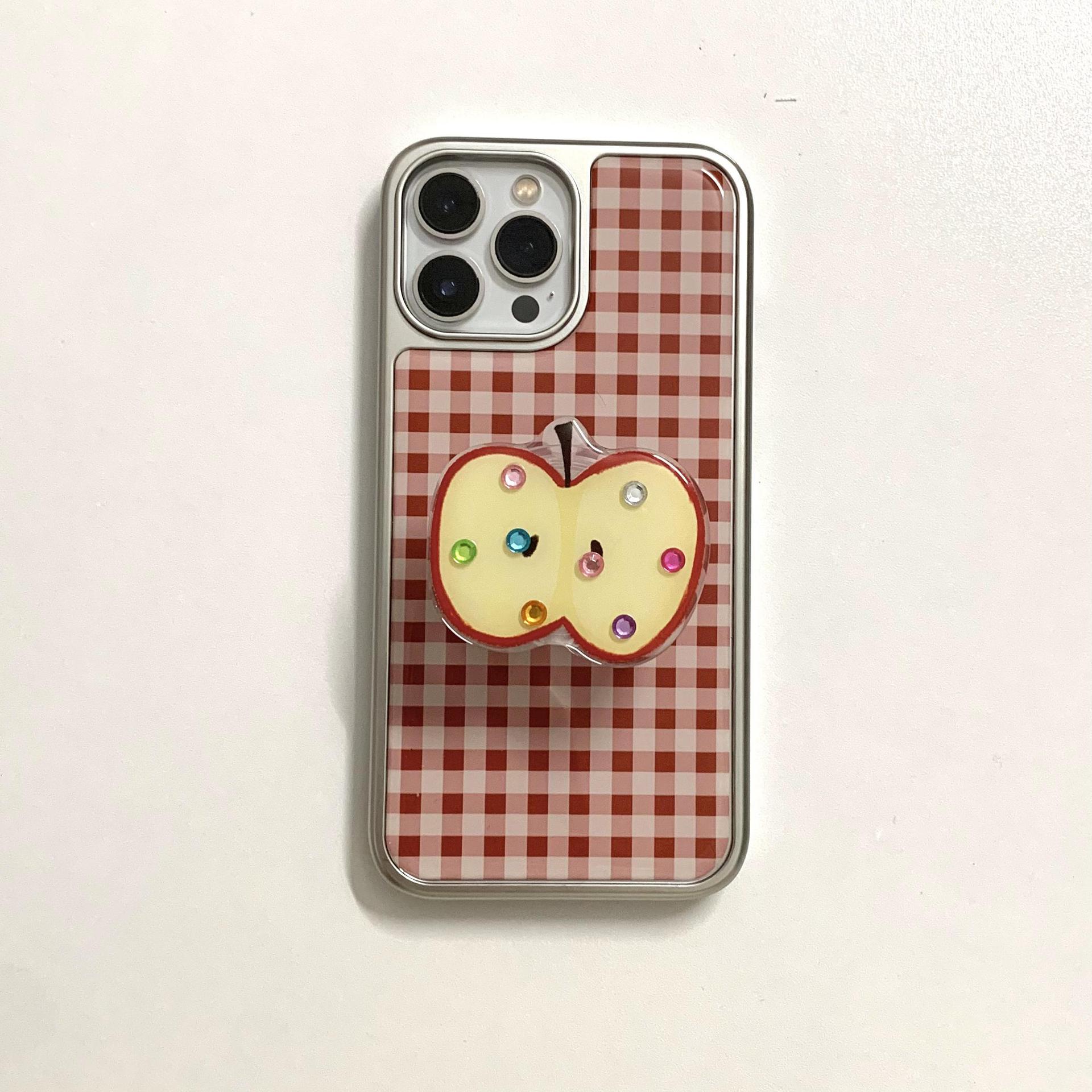 Diamante de color a cuadros rojo de alta calidad Apple para iPhone 15Pro funda para teléfono móvil 16ProMax epoxi 14/13
