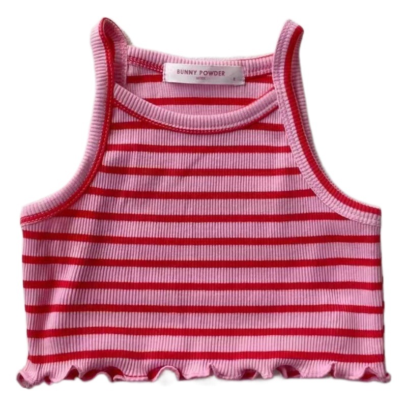 2024 niñas de verano contraste color rayas chaleco sin mangas Sling niñas hilo corto camisola