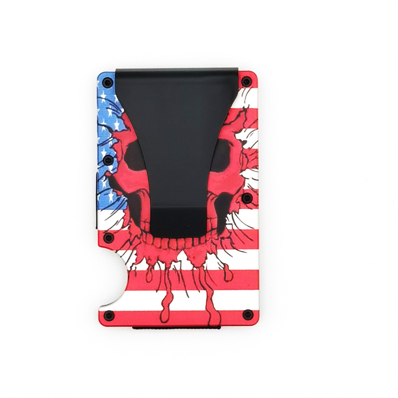 Fábrica en stock Amazon nuevo metal titular de la tarjeta de fibra de carbono cartera RFID antirrobo cepillo tecnología de bloqueo