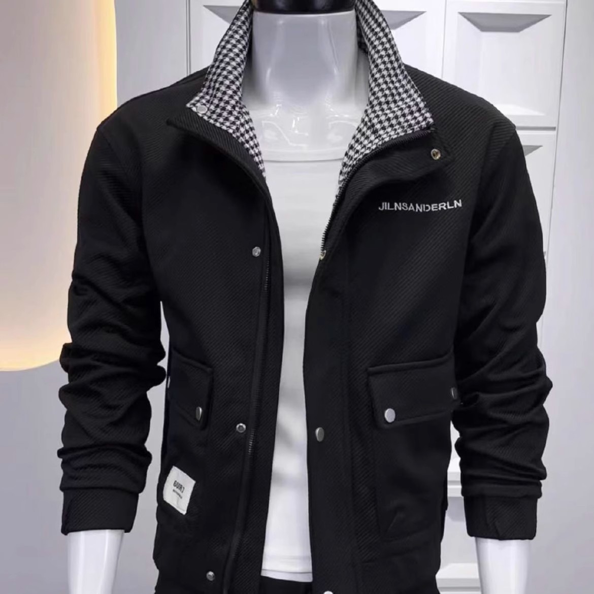 Chaqueta bordada Chaqueta guapa de primavera 2025 nuevos tops de hombre ropa de trabajo marca de moda cuello alto chaqueta de gran peso