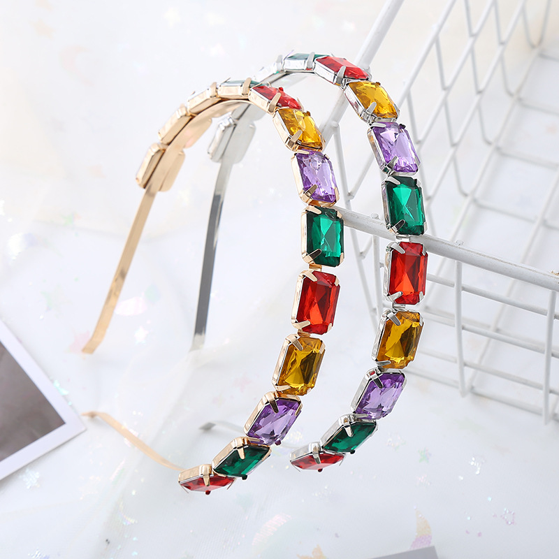 Shiny Rectangle Crystal Inlay Crystal Hair Band display picture 1