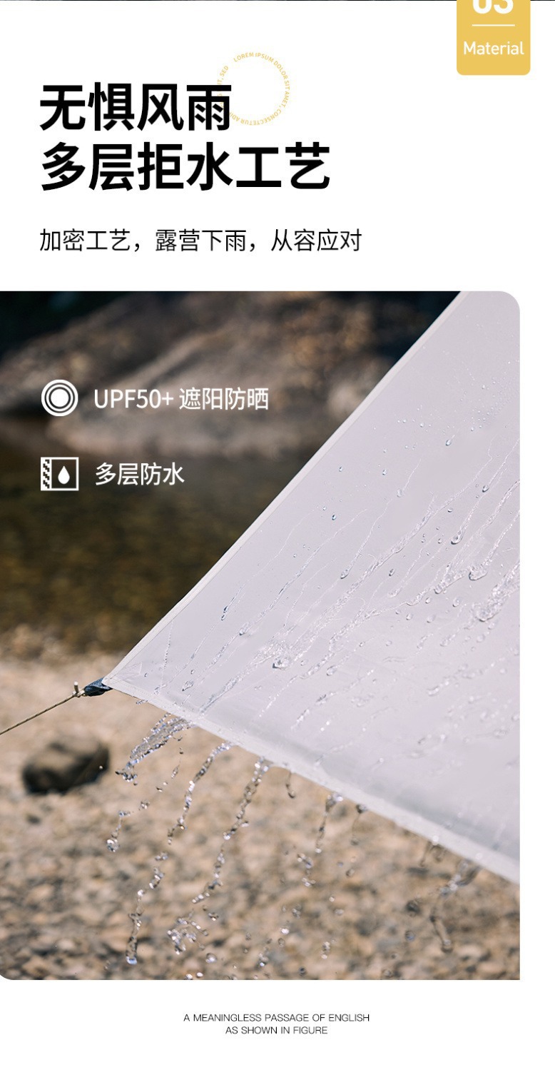 Cross-Border Vinyl Camping Tarp Outdoor 3-4 Person Thickened Coating Rainproof Sun Protection Portable Camping Gear Wholesale