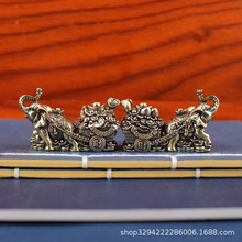 黄铜大象摆件聚宝盆象拉车家居工艺品全铜客厅办公室开业礼品摆设