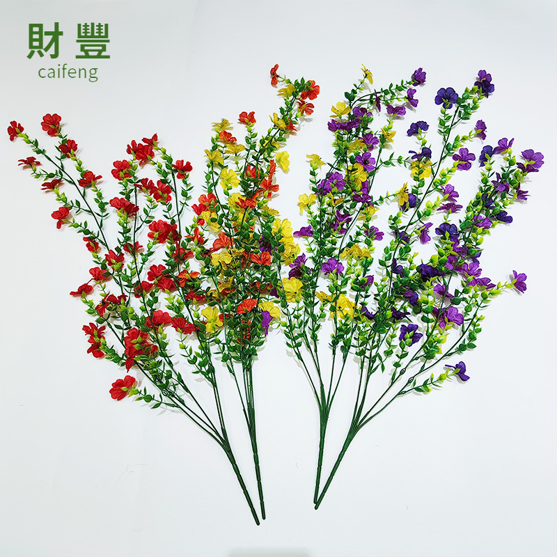 跨境 仿真藤蔓假花壁挂墙挂梅花藤条室内吊篮装饰小梅花壁挂縢条