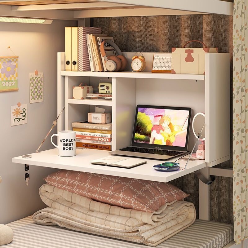Foldable desk for students and college students on dormitory beds, a convenient storage table for the lower bunk Foldable desk for students and college students on dormitory beds, a convenient storage table for the lower bunk
