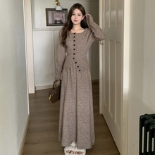 韩系两件套针织毛衣连衣裙子女新款秋季内搭打底修身气质长裙套装