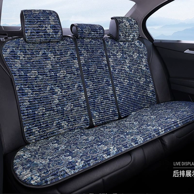 Seat cushion, seat cover, Wholesale Embroidered Buckwheat Shell Health-Preserving - sapphire-blue-embroidered-rear-3-backrests-rear-bench-seat-large-version