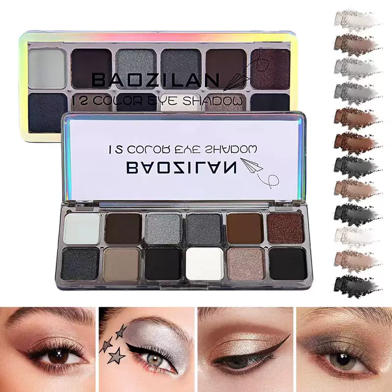 Matte Eyeshadow Palette, 12-Color Neutral Set, Compact Blendable Shades