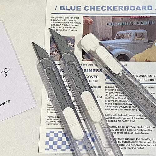 Ins minimalist transparent milk white craft knife unboxing, unpacking, portable stationery paper cutting knife pencil sharpener stationery knife