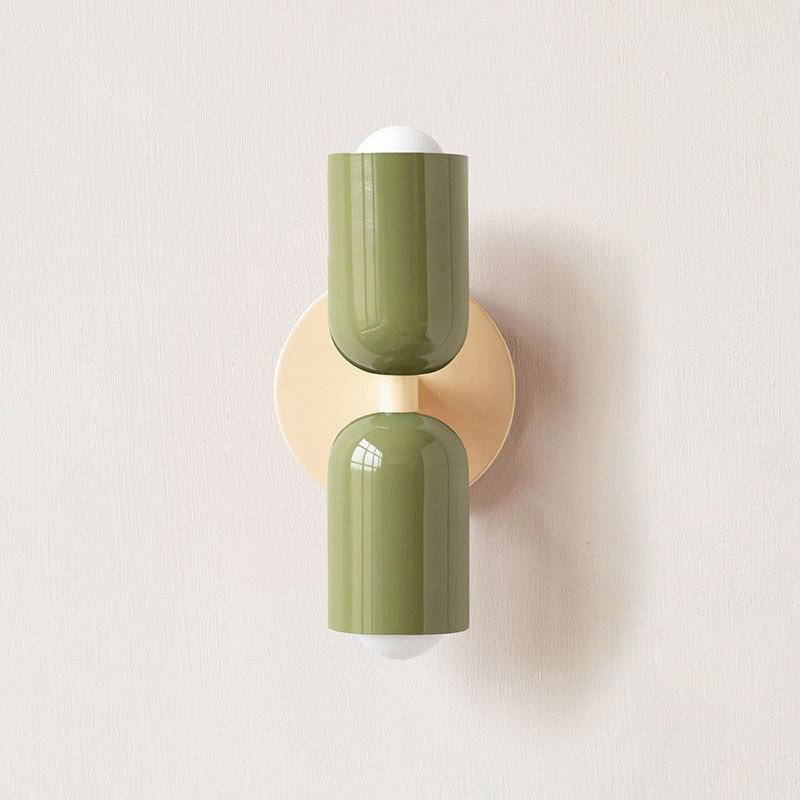 Creativo de doble cabeza lámpara de pared de hierro forjado nórdica moderna de color simple dormitorio lámpara de cabecera lámpara de pasillo