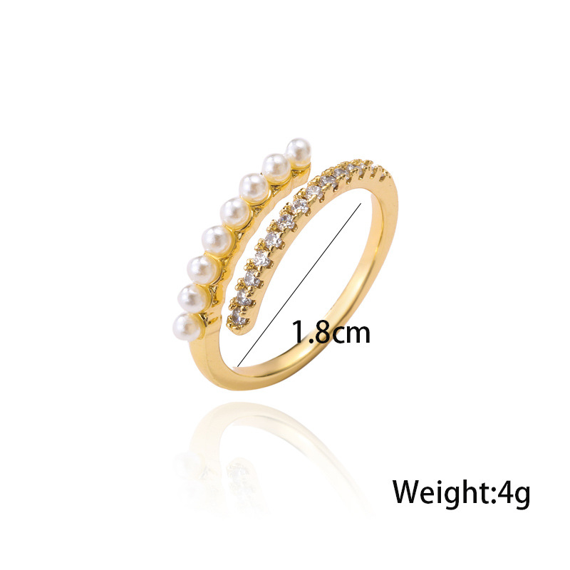 cross-border supply European and American gold imitation pearl copper micro-inlaid zircon geometric 