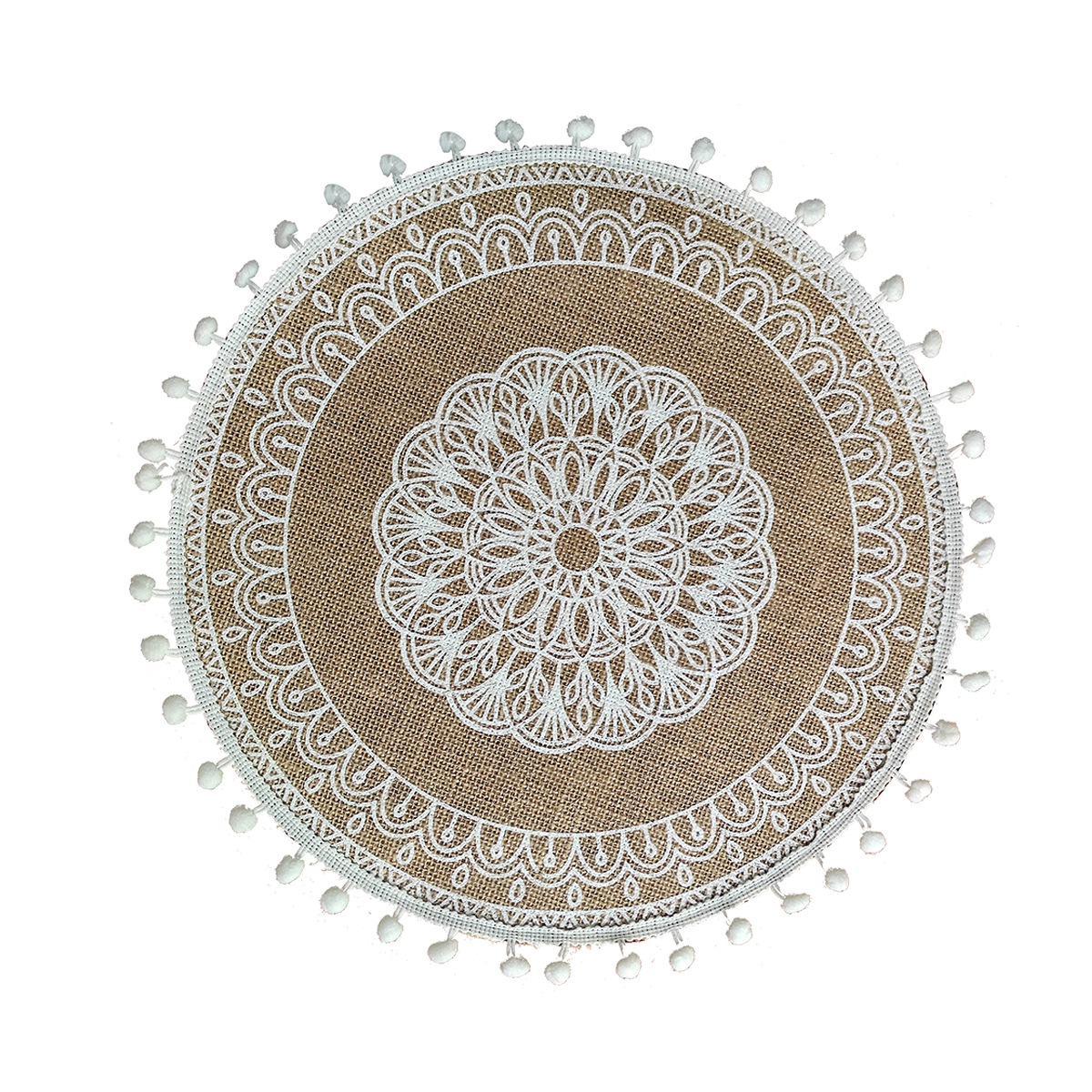 Inventario redondo de yute bordilla trenzada almohadilla de mesa ambiente decoración almohadilla de mesa retro almohadilla aislante térmico