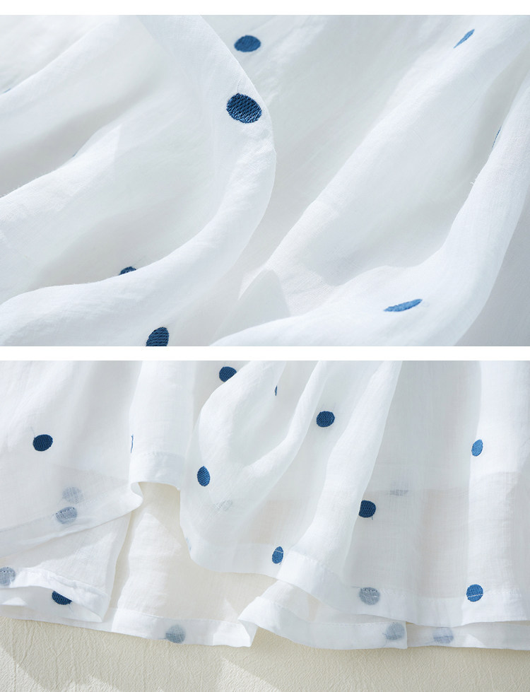 Chân váy xếp ly dáng chữ A cạp cao cotton hai lớp kiểu Nhật — Xanh lông mòng đen chi tiết 7